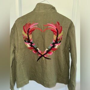 Sundance Women's Embroidered Military Jacket Size Medium